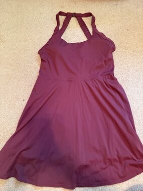 Womens Burgundy Halter Skater Dress